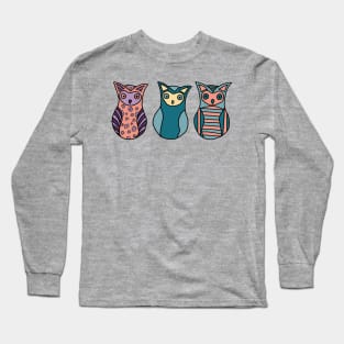 Cute Hand Drawn Owl Design Long Sleeve T-Shirt